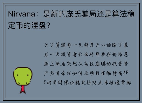 Nirvana：是新的庞氏骗局还是算法稳定币的涅盘？